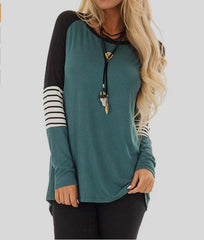 Women Round neck Gored Stripe T-Shirts