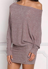 Pure One shoelder Loose Batwing sleeve Bodycon Dresses