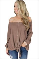 Off shoulder Pure Long sleeve T-Shirts