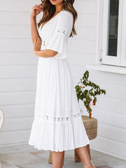 V-neck Lace Mid-sleeve Large Dress summer maxi dresses for women