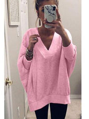 V Neck Loose Fitting Plain Sweaters