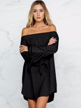Off Shoulder Long Sleeve Plain Casual Blouses