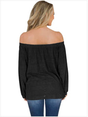 Off shoulder Pure Long sleeve T-Shirts