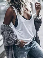 Women loose knit long cardigans coats