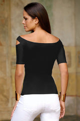 Off Shoulder Plain T-Shirts