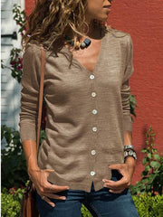 Fashion Long sleeve V neck Cardigan