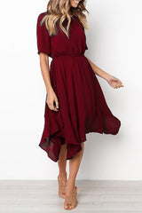 Fashion Round neck Short sleeve Skater Dresses