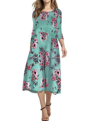 Women printed long sleeve maxi dresses
