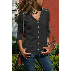 Fashion Long sleeve V neck Cardigan