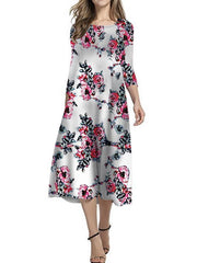 Women printed long sleeve maxi dresses