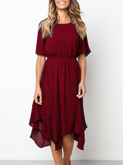 Fashion Round neck Short sleeve Skater Dresses