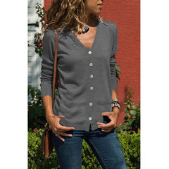Fashion Long sleeve V neck Cardigan