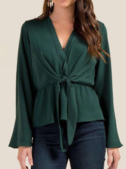 Fashion Lacing V neck Blouses