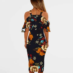 Fashion Off shoulder Vest Floral Bodycon Dresses