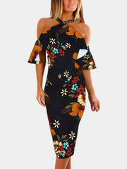 Fashion Off shoulder Vest Floral Bodycon Dresses