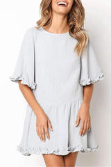 Fashion Round neck Half sleeve Lace Shift Dresses