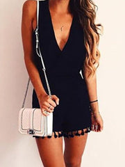 Deep V Collar Vacation Jumpsuit