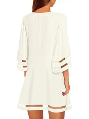 Women Flare Sleeve Round Neck Summer Shift Dresses