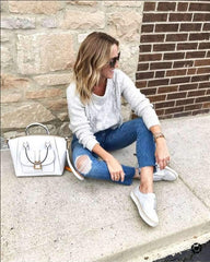 Fashion Pure Purl Round neck Long sleeve Sweaters
