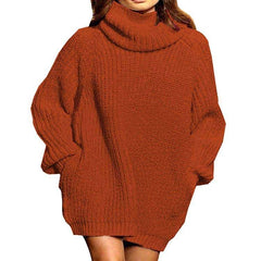 Casual Loose Pure High collar Long sleeve Knit Sweaters