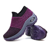 Women's Walking Shoes Sock Sneakers Mesh Slip On Air Cushion Lady Girls Platform Loafers