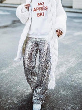 Sequin Wide Flare Pants