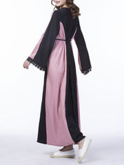 Bell Sleeve Paneled Casual Dress