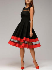 Spring new style contrast color Skater Dress