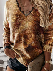 Vintage Printed Long Sleeve Shirts & Tops Sweaters