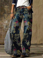 Vintage Denim High Waist Loose Fit Casual Pants