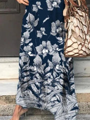V-neck floral printed long sleeve long dress maxi dresses for women