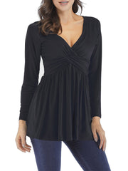 Casual Woman Long Sleeve Round Neck T-shirts