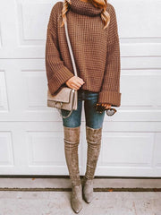 Solid Color Turtleneck Woman Sweater