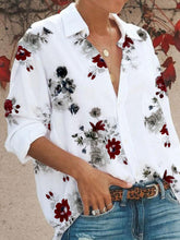 Shirt Collar Printed Long Sleeve Casual Shirts & Tops