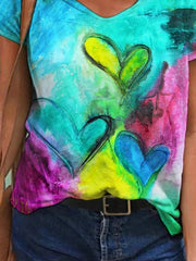 Love Print Casual Short Sleeve Shirts & Tops