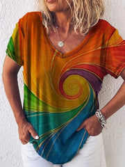 Shift Short Sleeve V Neck Printed Shirts & Tops
