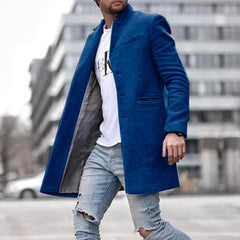 Fashion Out Solid Color Mid-length Woolen Coat