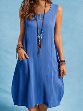 New Women Chic Plus Size Vintage Casual Boho Comfortable Shift Linen Simple & Basic Dresses