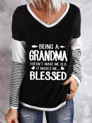 Casual Long Sleeve V Neck Plus Size Printed Tops T-shirts