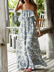 Bohemia Falbala Off Shoulder Maxi Dress