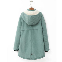 Women Casual Hooded Pocket Zipper Fly Coats Outwear