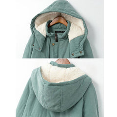 Women Casual Hooded Pocket Zipper Fly Coats Outwear