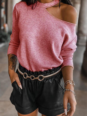 Asymmetric Off Shoulder Long Sleeve T-Shirts Tops
