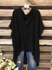 V Neck Plain Shift Short Sleeve Shirts & Tops