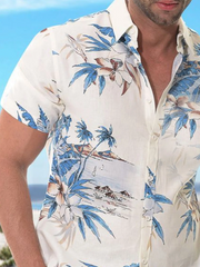 Casual Hawaiian Plant Coconut Print Short Sleeve Shirt