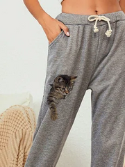 Casual Loose Cat Casual Long Pants