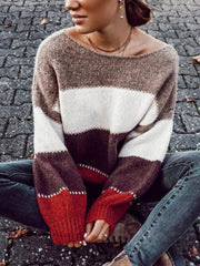 Casual Stripe Round neck Long sleeve Sweaters