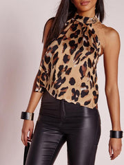 Fashion Sexy Leopard Backless T-Shirts
