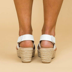 Women Peep Toe Magic Tape Wedges Crossed Sandals