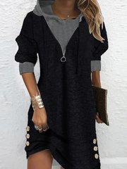 Color Block V Neck Casual Shift Dresses